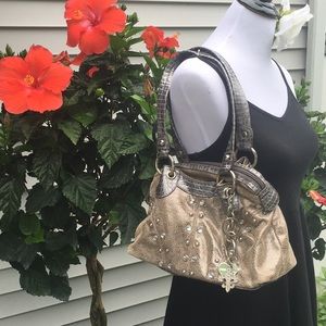 Kathy Van Zeeland silver rhinestone shoulder bag